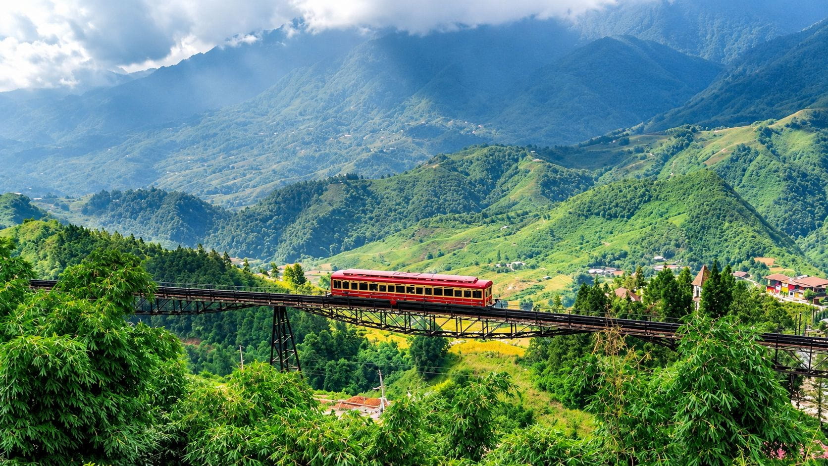 tau-hoa-di-qua-thung-lung-muong-hoa Tàu hỏa Mường Hoa di chuyển lên đỉnh núi Fansipan
