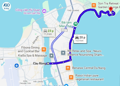 Bản đồ chỉ dẫn đường đến chùa Linh Ứng Sơn Trà